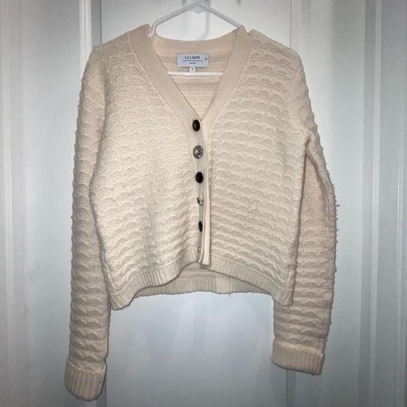 La Ligne Sweaters - La Ligne wool and cashmere blend cardigan in cream.